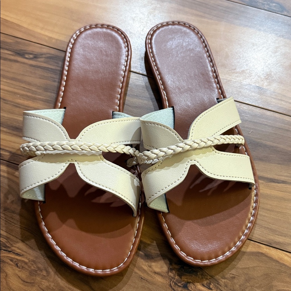 Stylish Cream and Brown Sandals